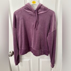 SO The Lounge Life Cropped Velour "Softest Hoodie" in Lilac, Purple NWT